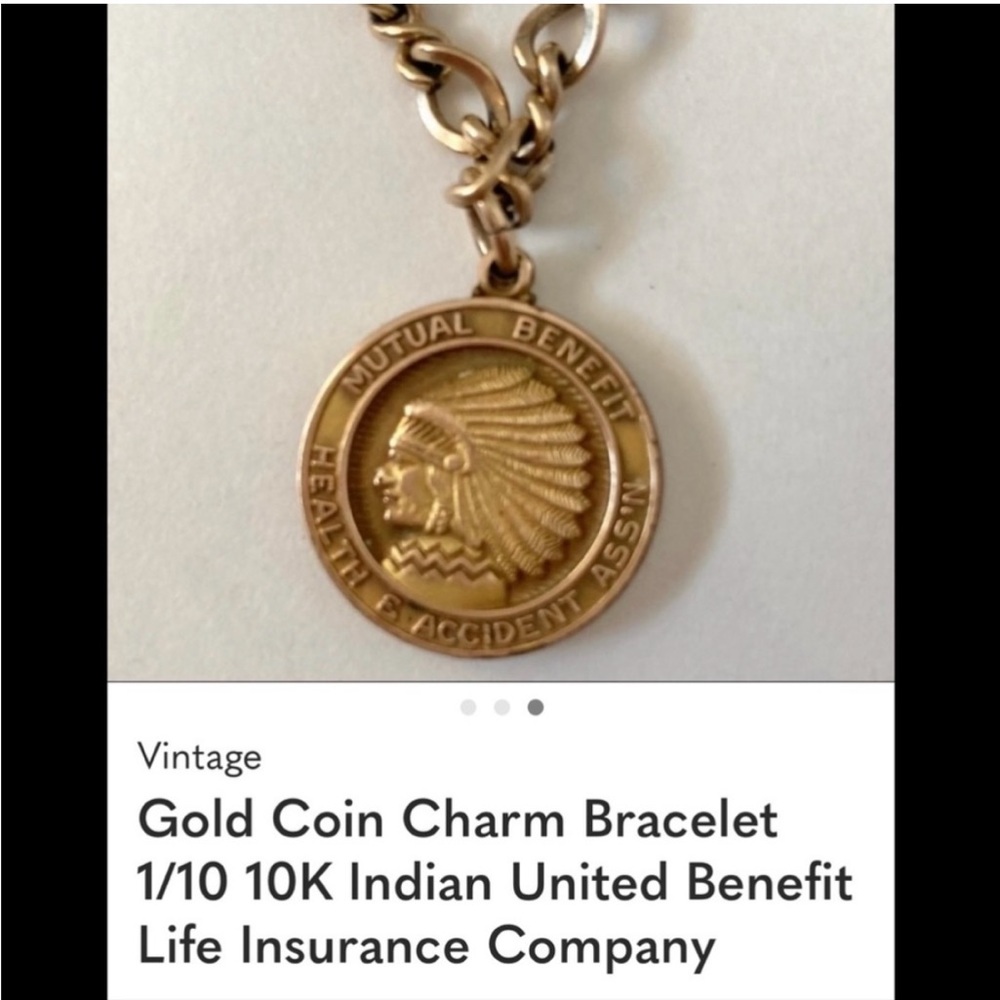 Vintage Gold Coin Charm Bracelet